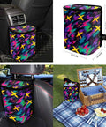 Dope Neon Abstract Car Seat Cover Set 16 Piece For Front And Rear Seats With Shoulder Pads Steering Wheel Cover trash can, 17x12x22cm