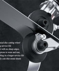 Drill nibbler attachment in use for sheet metal cutting, showing clean burr-free cuts up to 0.8mm with steel and aluminum alloy build.