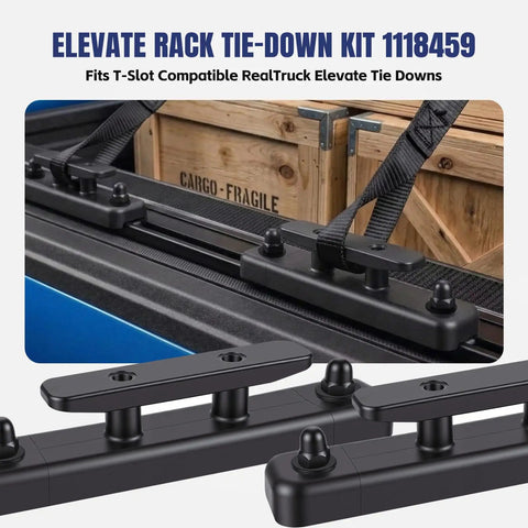Rack Tie Down Kit For T Slot Rails Four Pack With Beefy Cleats And Adjustable Bases Fits High End Tonneau Covers And Rack Systems