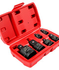 Six Piece Impact Socket Adapter Set For One Quarter, Three Eighths, One Half And Three Quarters Inch Drives With CR-V Steel in a red case