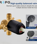 Matte Black Tub And Shower Faucet Combo with Pressure Balancing Valve for steady water pressure and temperature control