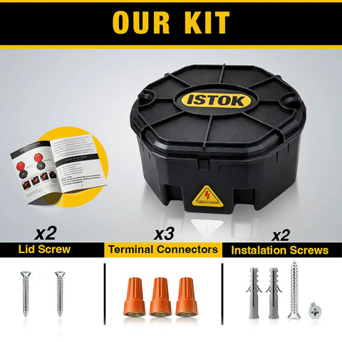 Open Splice Junction Box 6 Pack Kit With 18 Twist On Wire Connectors Pro Grade DIY Electrical Box For Wiring Flame Retardant PP Plus ABS V0