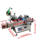 Bulletproof Stainless Steel Desktop Auto Labeling Machine Slick Top And Side Applicator with dimensions and controls visible.