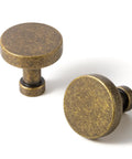 Close-up of Antique Brass Cabinet Knob Set 6 Pack Solid Zinc Alloy Drawer Pulls For Kitchen Cabinets And Dressers