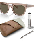 Bio Based Square Sunglasses For Men And Women Non Polarized Brown Lens Includes Official Eyewear Kit with case and tools