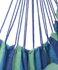 Heavy Duty Hammock Chair Hanging Rope Swing With Steel Spreader Bar for Indoor and Outdoor Relaxation Macrame Seat Blue Green Stripe