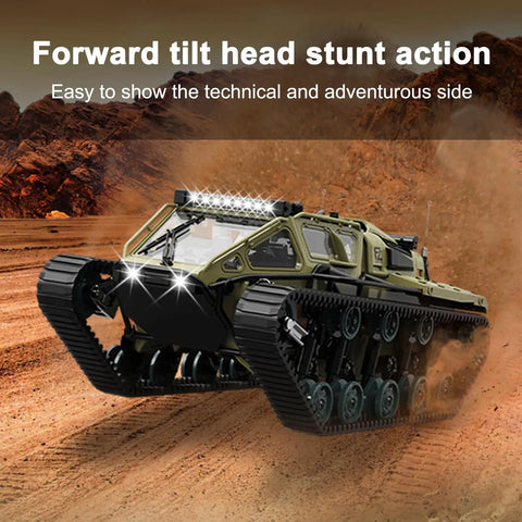 All Terrain 1 To 16 Scale Remote Control Tank Crawler, Four Wheel Drive Off Road Armored RC Tank With 360 Spin And Head Tilt