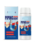 Three Piece Drain Cleaner Kit That Clears Kitchen Sinks, Bathrooms And Toilets Fast, Safe For All Pipe Types, Five Minute Blockage Solution For Hair, Grease, Soap Scum And Food Debris No Clog Drama packaging with bottle and box.