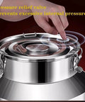 Heavy Duty 64 Liter Stainless Steel Storage Bucket With Rock Solid Airtight Lid And Snap Lock Latches, showing pressure relief valve.