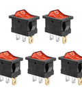 Red LED Boat Rocker Toggle Switch 12 to 24V SPST On Off 3 Pin 2 Position Snap Action 20A Built For Marine Boats Cars Treadmills Audio Gear Power 5 Pack