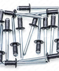Top Shelf 15 Piece Fuel Door Rivet Kit Compatible With Toyota Lexus Vehicles Heavy Duty black aluminum fasteners.