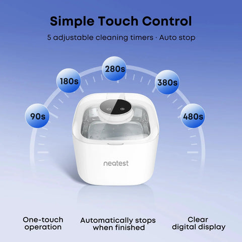 Ultrasonic Retainer Cleaner Machine For Dentures Aligners Braces And Mouth Guards With 45kHz Power and 24W transducer shown