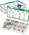 304 Stainless Steel Hex Flange Nuts Set 140 Pieces, Assortment Kit With M3 M4 M5 M6 M8 M10 M12 in labeled plastic box