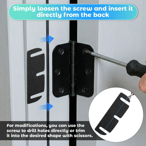 15 Piece Interior Door Hinge Shims Set for DIY Realignment, 3.5 Inch Hinge Spacers inserted in door hinge to fix alignment