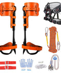Tree Climbing Spikes With Cowhide Leather Straps, Non Slip Pedals, And Adjustable Harness Rope for climbing and safety gear