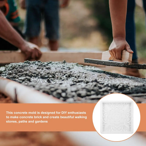 Person using Heavy Duty Reusable Concrete Molds For Walkways And Patios Large Plastic Square Paver Molds For DIY Cement Stamps
