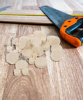 Heavy Duty Wool Felt Polishing Buffing Wheel Kit With Mandrel For Drill And Rotary Tool featuring beige wool pads and tools on wood.