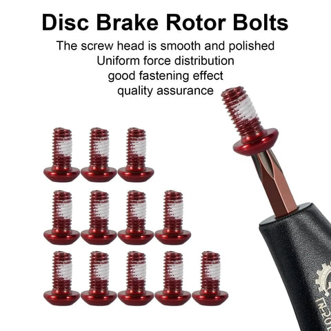 Red Mountain Bike Brake Disc Rotor Bolts Beefy Stainless T25 Steel Six Bolt Hardware For 140mm 160mm 180mm 203mm Rotors Fits