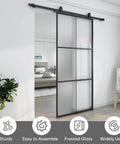 42 By 84 Inch Aluminum Glass Barn Door Panel Frosted Tempered Glass Slab For Easy DIY Install No Hardware Included Privacy Sliding Door