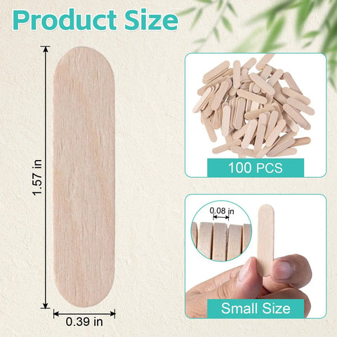 Top Shelf Food Safe Mini Popsicle Sticks For Crafting Great Treats Natural Untreated Wood Popsicle Poles 1.57 in stick size with 100 pcs.