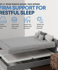King Size Box Spring Bed Base With Heavy Duty Wood Mattress Foundation, Beats The Squeaks Completely, Amish Crafted In Usa, No Sweat Moving Or Storing, Fully Assembled White Modular Platform That Sets Well, split wood bunkie board