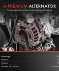 Alternator For Chevy Aveo And Aveo5 Pontiac Wave Suzuki Swift Plus 2004-2008 1.6L L4 85Amp 12V With 6-Groove Pulley And 2-Pin Regulator
