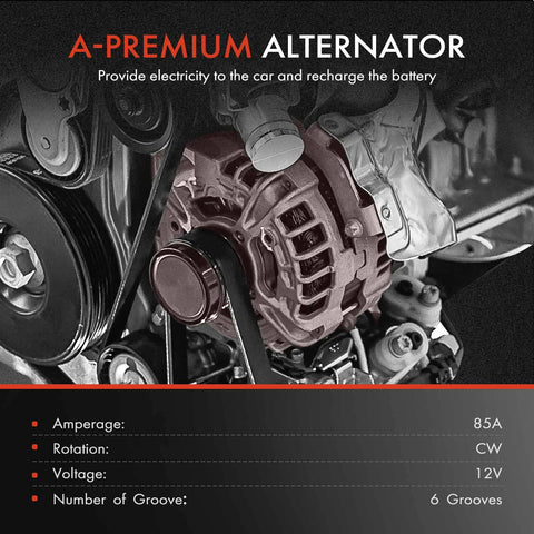 Alternator For Chevy Aveo And Aveo5 Pontiac Wave Suzuki Swift Plus 2004-2008 1.6L L4 85Amp 12V With 6-Groove Pulley And 2-Pin Regulator