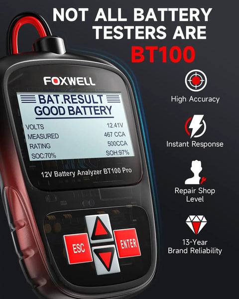 12V Car Battery Tester With 100 To 1100 CCA Load Test For Quick Battery Health Check Workhorse Battery Analyzer You Can Count On For Road Trips Daily Drives And Seasonal Maintenance, handheld