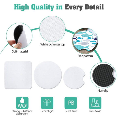 100 Piece Sublimation Blank Cup Coaster Set Bulk Neoprene Mats For Sublimation Transfer Heat Press Printing DIY Crafts 3.93 Inch
