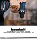 Rock Solid 10 Piece Electric Screwdriver Bit Set Made From Tough S2 Alloy Steel With 5mm Hex Shafts And 150mm Length in use with drill.