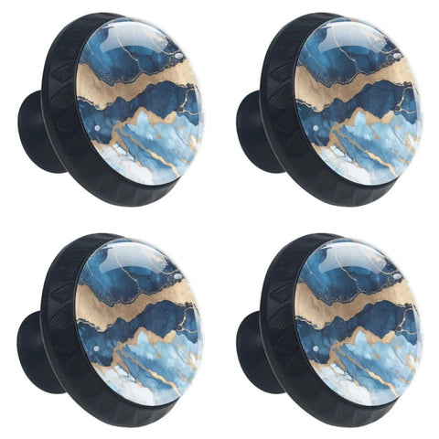 Blue Marble Crystal Glass Cabinet Handles 1.37 Inch 4 Pack Drawer Knobs With Two Screw Sizes, top view display.