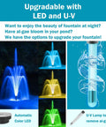 All In One Koi Pond Pump Kit For Outdoor Ponds 200-350 Gallons, 400 GPH Fountain Pump with LED and UV upgrade options shown