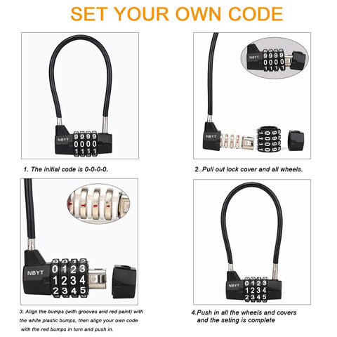 Heavy Duty 4 Digit Combination Cable Lock For Outdoor Gates And Fences, cabinets, refrigerators, with zinc alloy and steel wire