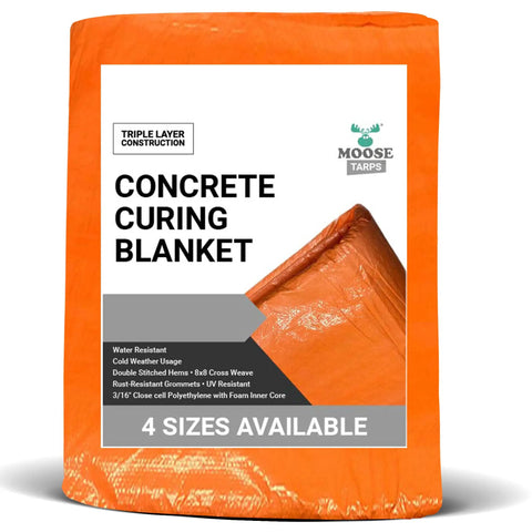 Heavy Duty Insulated Concrete Curing Blanket Cover 6x24 Foot With Foam Core And 8x8 Poly Outer Weave PE Coated Tarp For Construction Cement And Landscaping Weatherproof And Built To Lock In Heat And Moisture For A Stronger Set Orange package front view