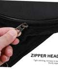 Heavy Duty Oxford Fabric Snare Drum Carry Pouch With Spacious Accessory Compartments showing sturdy zipper detail for easy access.