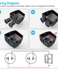 Wiring diagram for Tent Style Power Panel With 12V USB Outlet And Lighted Cigarette Lighter Socket PD3.0 And QC3.0 Car USB Port.