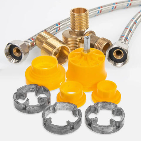 UKCOCO 7 Piece Water Threading Tap And Die Set Plastic Steel Multifunctional Diy Pvc Pipe Tool Kit For Easy Accurate Plumbing Installations with connectors.