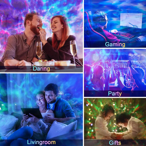 Upgrade Star Galaxy Projector Night Light with 15 Color Modes and Bluetooth Speaker creating vibrant atmospheres for various settings.