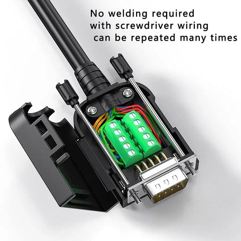 Open male connector from No Soldering Needed DB9 Serial Adapters Kit 1 Male 1 Female D Sub 9 Pin Connector For RS232 RS485 DIY Cable Build