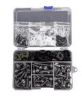 Motorcycle Bolt Kit With Washers Nuts And Screws Dope Assorted Fasteners For Sport Bikes Hex Bolts And Countersunk Screws Nut Clips And Clips Set In Gray High Precision Hardware For Reliable Easy Repairs, open case with assorted bolts and washers