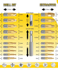 Heavy Duty Screw Extractor Set With Titanium HSS 6542 Bits For Getting Rid Of Broken Bolts, Rusted Screws, And Stripped Nuts, Drill Compatible Easy Out Kit For DIYers And Pros, 22 Pieces, Built For Tough Jobs And Long Lasting Use, components layout showing drill bits, extractors, and socket adapter.