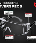 Over Eyeglasses Safety Glasses That Fit Over Your Frames, Fog And Scratch Resistant Lenses, UV380 Protection, ANSI Z87 Rated, Side Shields
