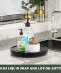 Turntable Vanity Tray 10 Inch Multiuse Organizer for Perfume Candles Jewelry and Cosmetics Bamboo Countertop Holder for Kitchen Sink