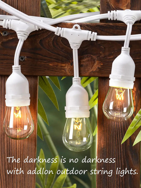 Outdoor String Lights Weatherproof 96Ft Two 48Ft Strands With Edison Vintage Bulbs And 30 Hanging Sockets Spare Bulbs Included ETL Listed