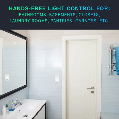 Bathroom with 2 Pack Motion Sensor Light Switch With Neutral Wire Required, Single Pole Indoor In Wall Occupancy Sensor.
