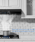 36 Inch Range Hood With 900 CFM Dual Motors Black Under Cabinet Kitchen Vent Hood Featuring Four Speed Gesture Sensing and Touch Control Panel