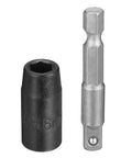 Harfington Super Shallow 6mm Metric Impact Socket With 1/4 Inch Drive And Long Hex Adapter Made Of Heavy Duty CR-V Steel For Tough Bolts, Nuts And Easy Access Tight Spots On Any Car Or Bike Project, 6mm socket and adapter