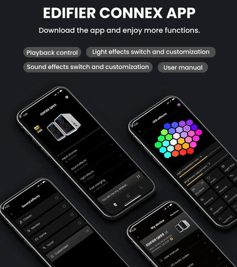 Mobile app interface for Desktop Active Monitor Speakers With 70W Total Power Hi Res Audio Two Point Seven Five Inch Long Throw.