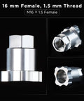 Heavy Duty Paint System Spray Gun Adapter F16 With 16 Mm Female Thread And 1.5 Mm Pitch for high pressure low volume gravity feed cups.
