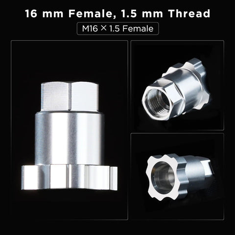 Heavy Duty Paint System Spray Gun Adapter F16 With 16 Mm Female Thread And 1.5 Mm Pitch for high pressure low volume gravity feed cups.